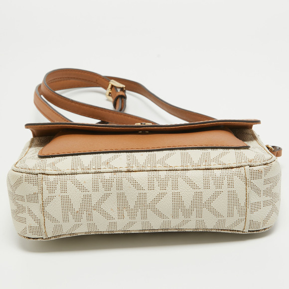 MICHAEL MICHAEL KORS Beige/Brown Signature Coated Canvas and Leather Greenwhich - Picture 6 of 8
